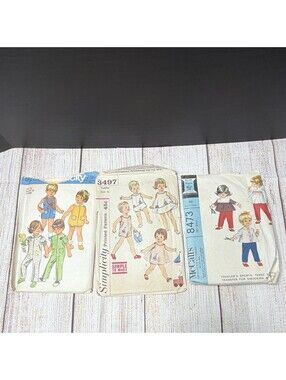 Simplicity Vintage Original Toddler Sewing Pattern Lot 3497 & McCall's 8473